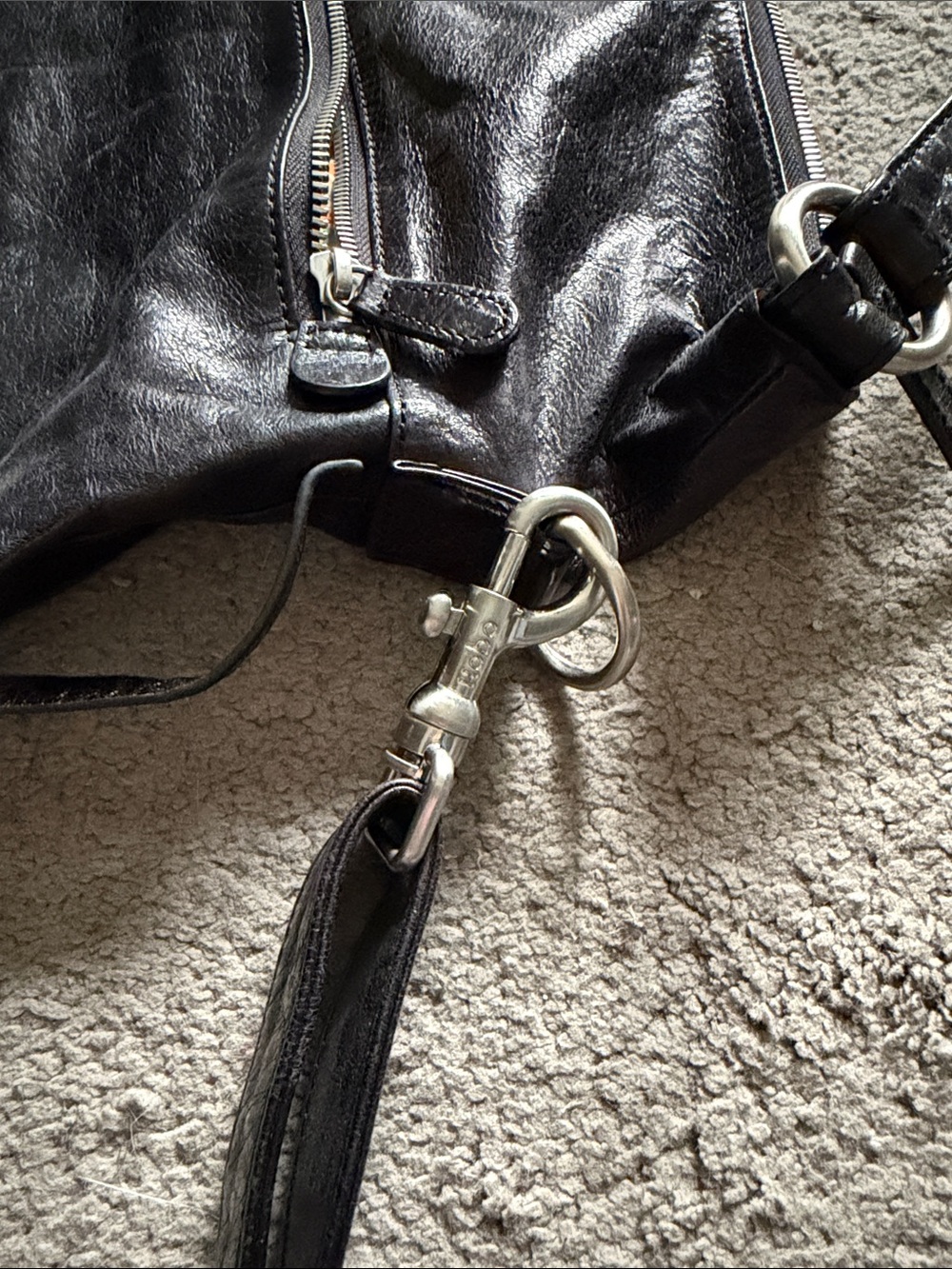 HOBO Black Leather Crossbody Bag with Silver Hardware - Picture 9 of 10
